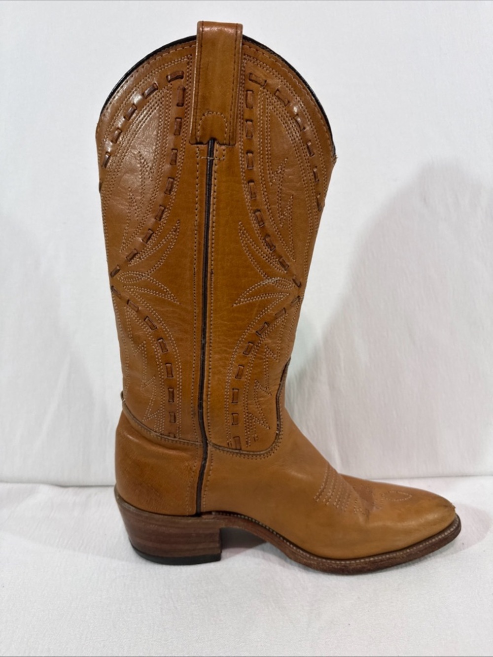 Double H Boots - Womens 6.5 - Leather Cowboy Western Tan Brown Horse Barn Farm - Picture 4 of 16